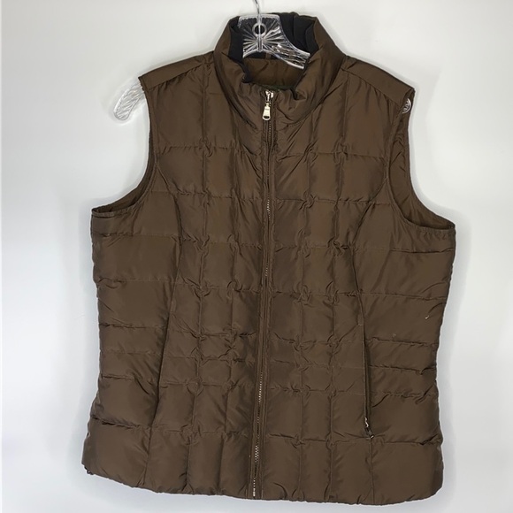 Eddie Bauer Brown Premium Goose Down Puffer Vest Size Large - Picture 1 of 9